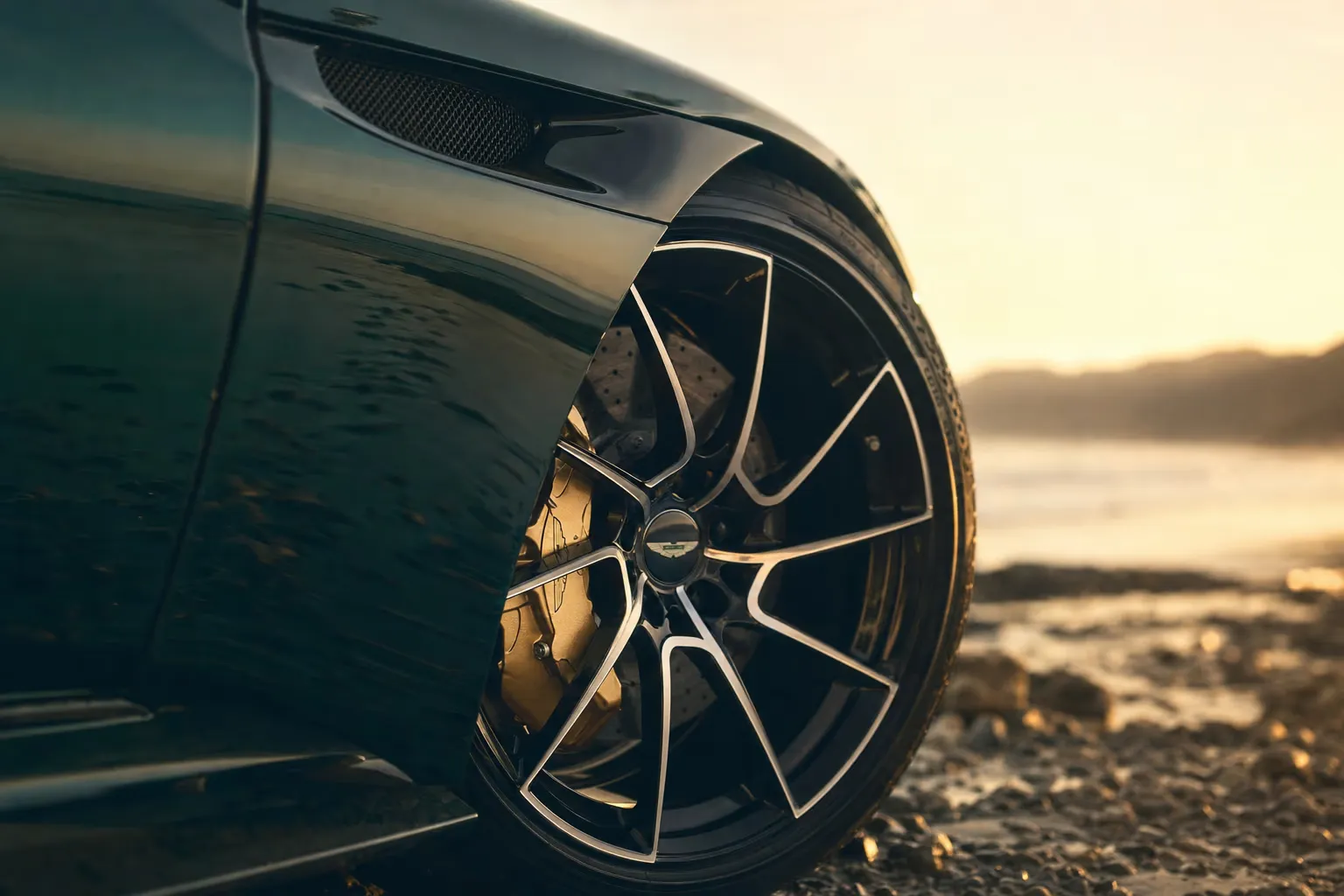Wheel and brake caliper detail of the Aston Martin DBS 770 Ultimate