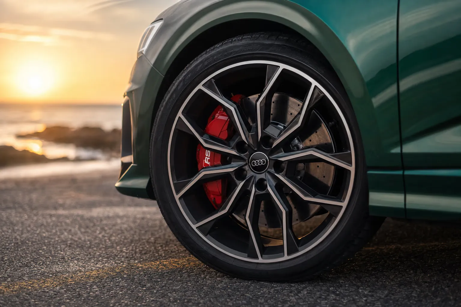Wheel and brake caliper detail of the Audi RS Q3 Sportback