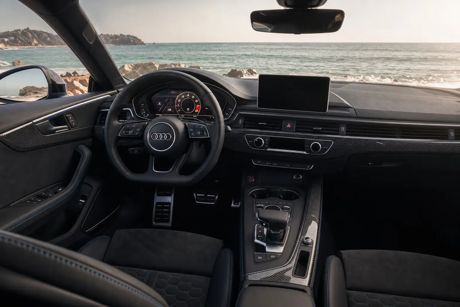 Audi RS5 Sportback interior – luxury rental in Sardinia