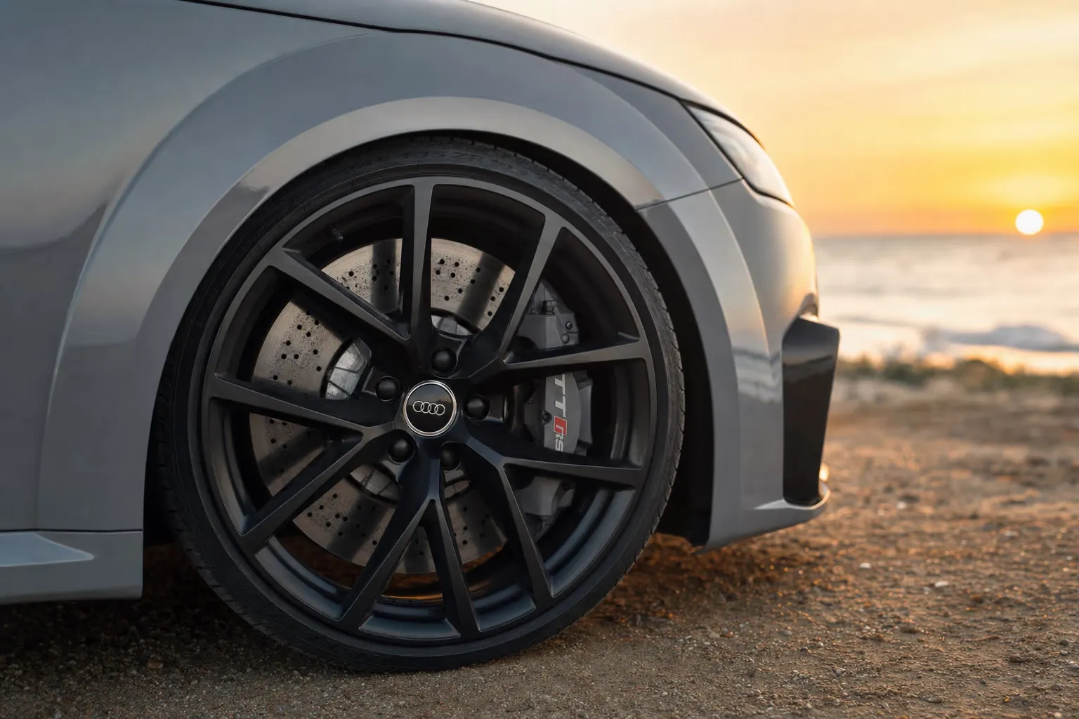 Wheel and brake caliper detail of the Audi TT RS
