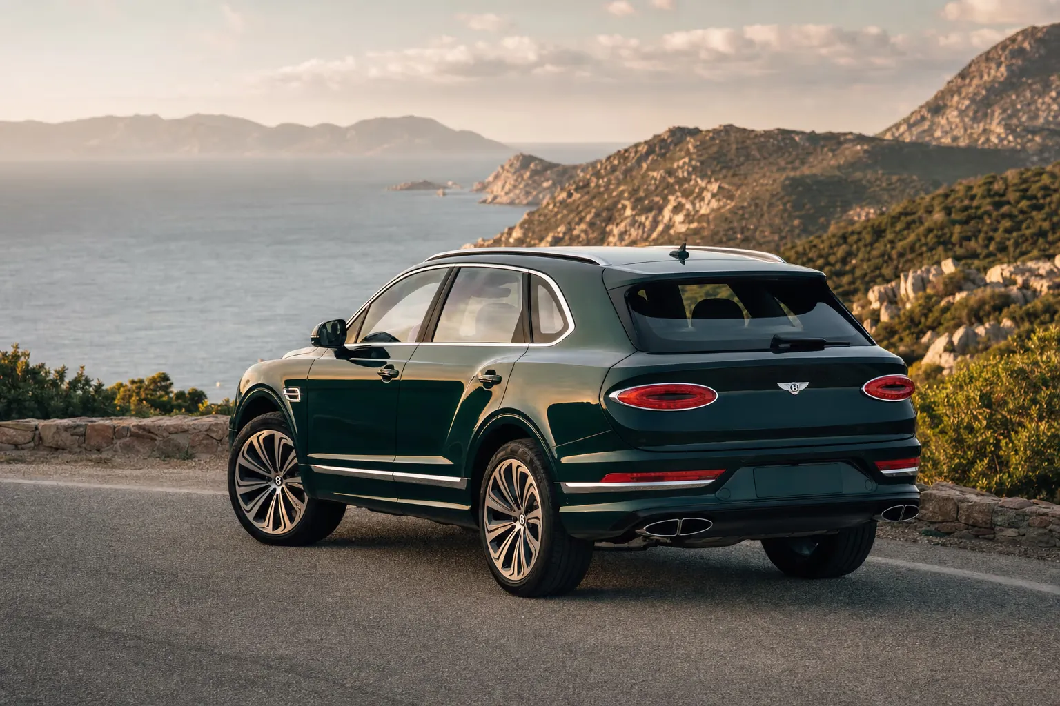 Bentley Bentayga on a Sardinian coastal road