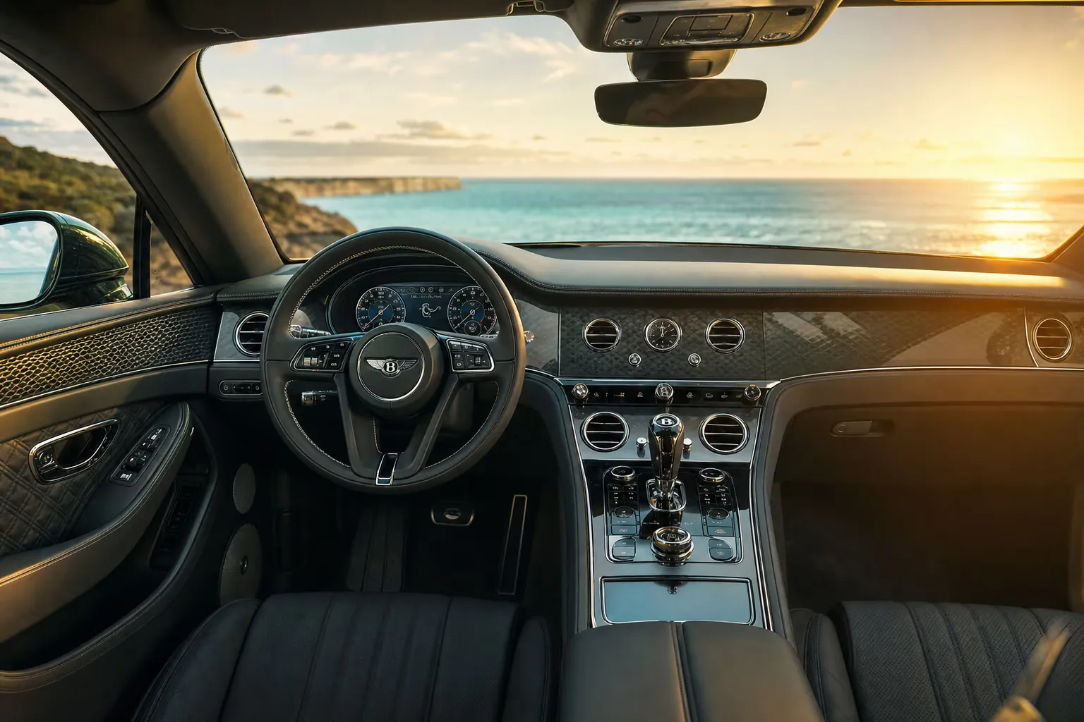 Bentley Continental GT interior – luxury rental in Sardinia