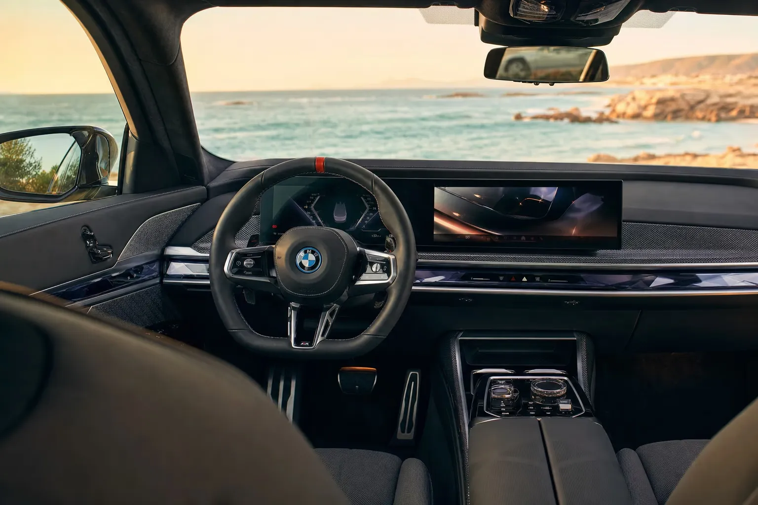 Interni di BMW i7 M70 – noleggio in Sardegna