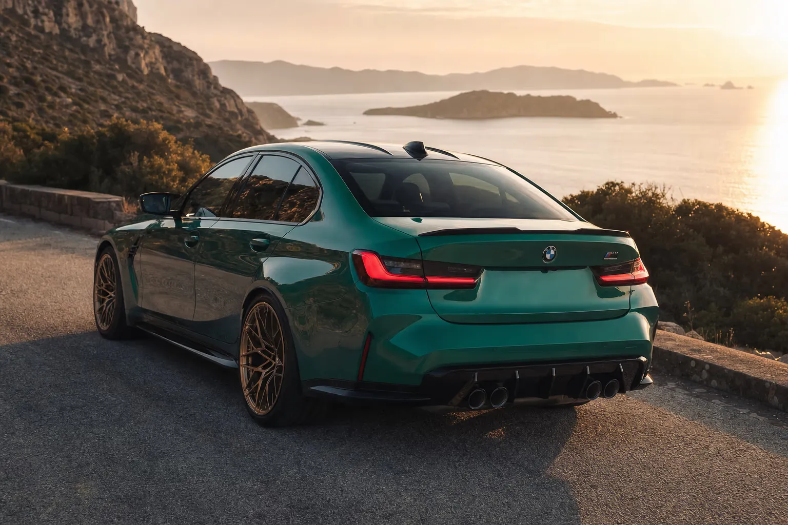 BMW M3 Competition on a Sardinian coastal road