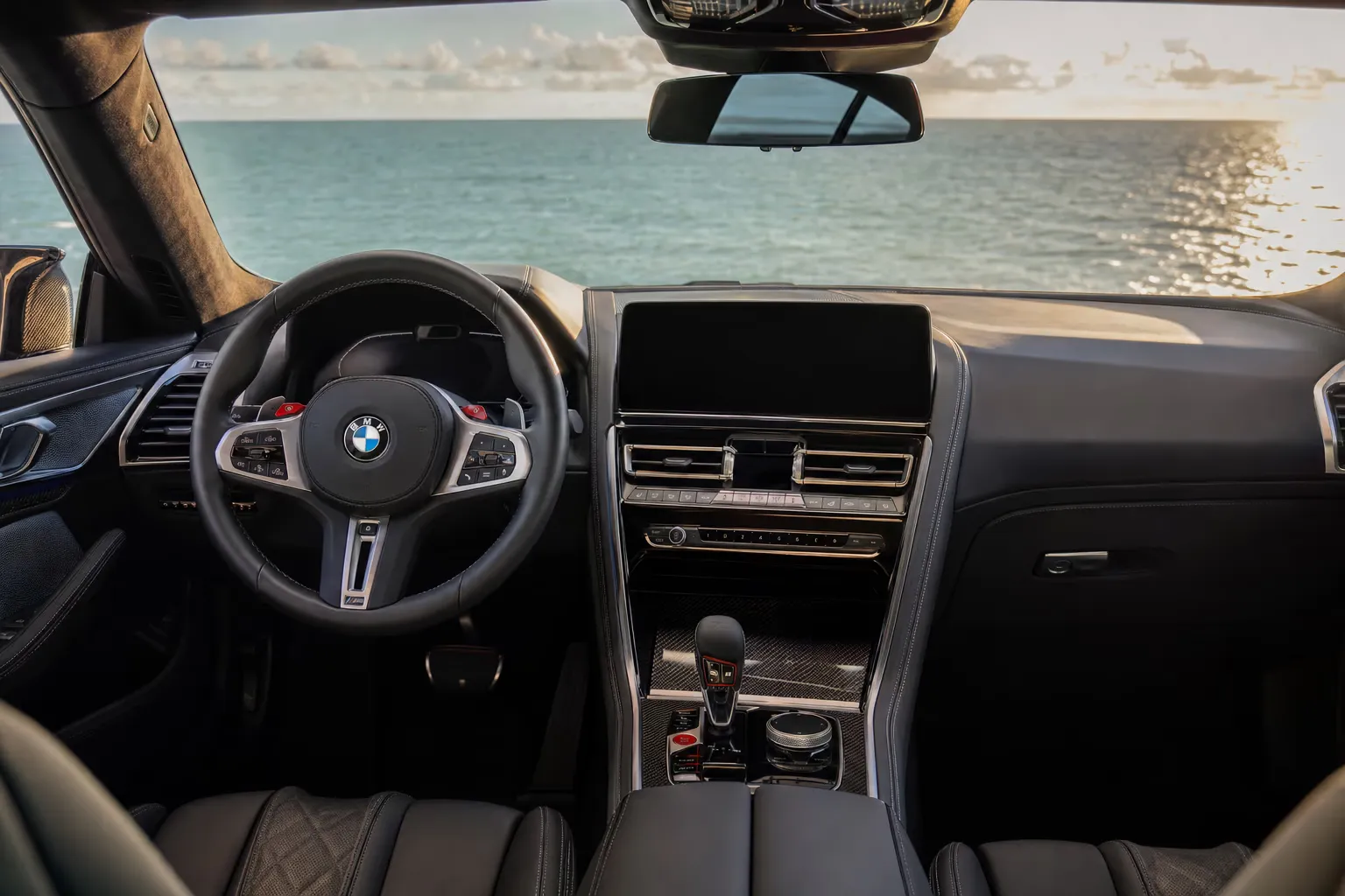 BMW M8 Competition Gran Coupé interior – luxury rental in Sardinia