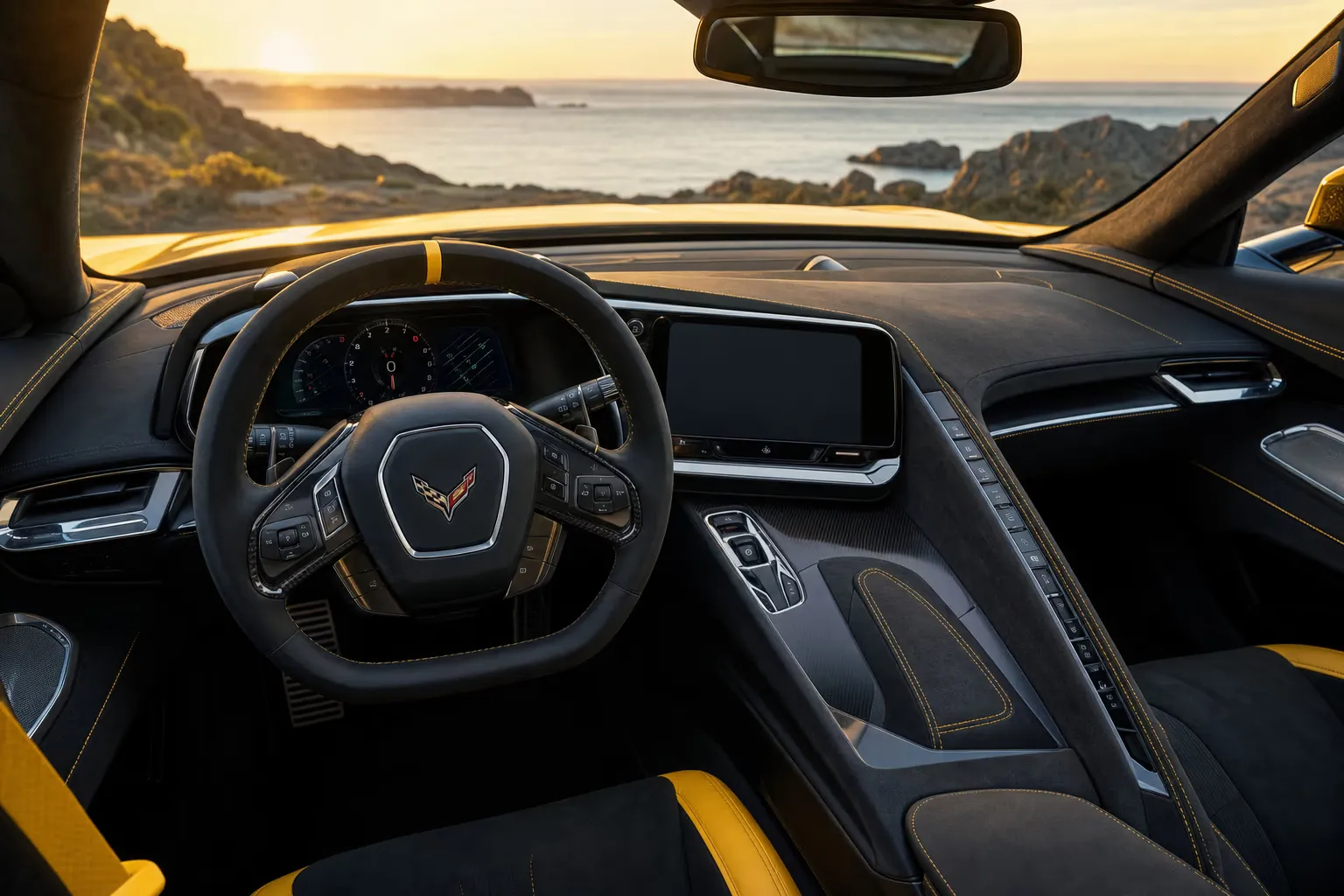 Interni di Chevrolet Corvette Z06 – noleggio in Sardegna