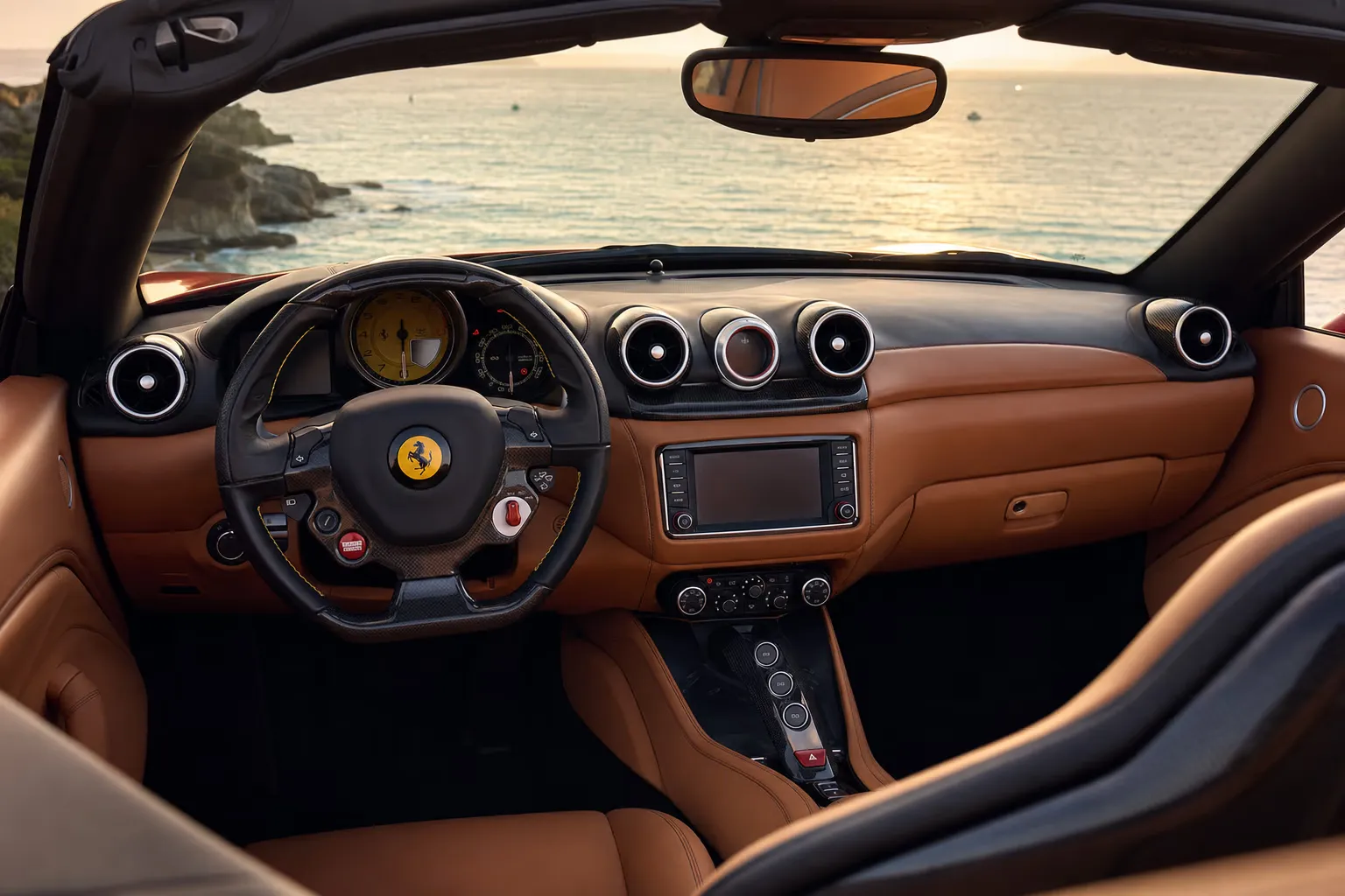 Ferrari California T interior – luxury rental in Sardinia