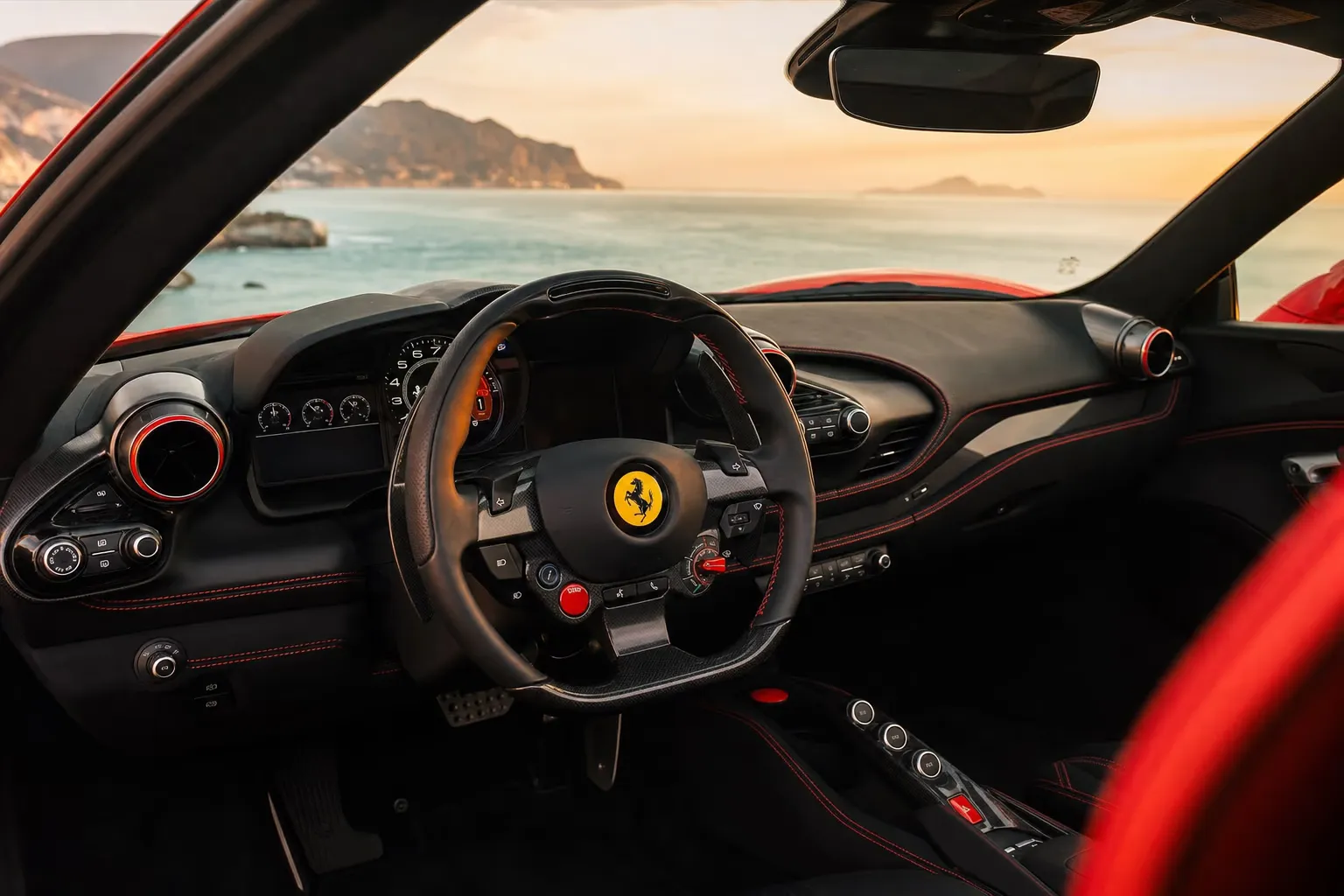 Interni di Ferrari F8 Tributo – noleggio in Sardegna