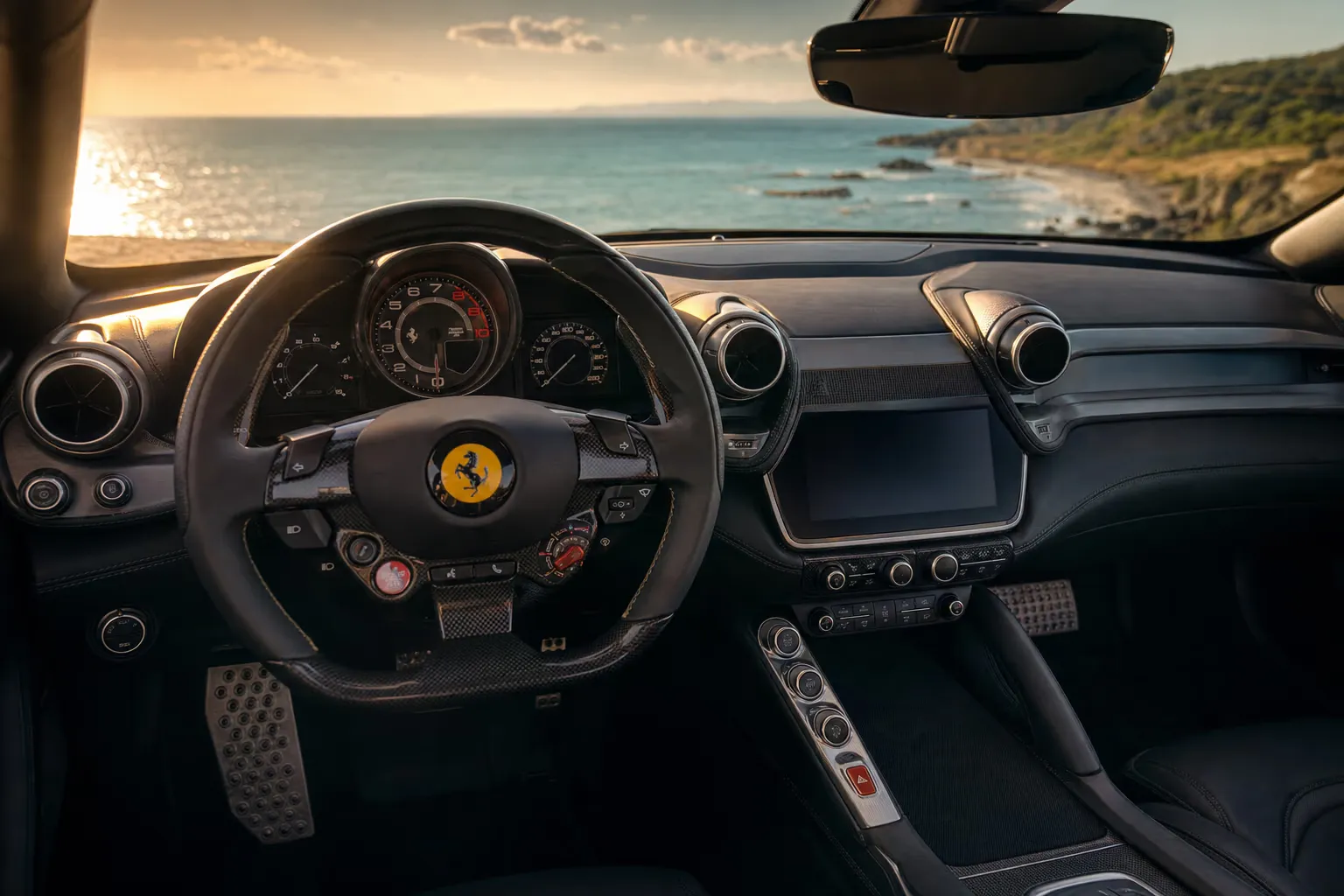 Ferrari GTC4Lusso interior – luxury rental in Sardinia