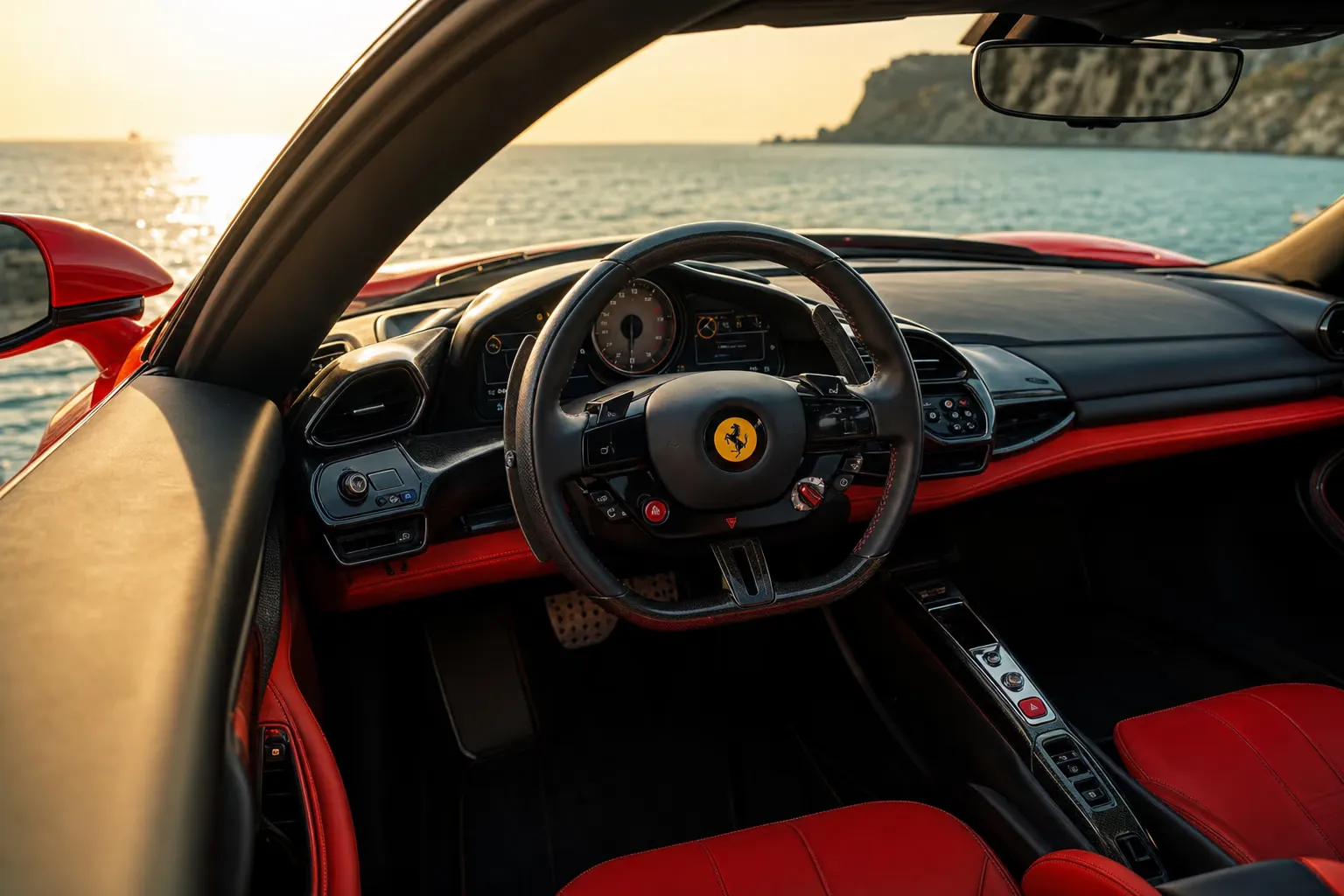 Ferrari SF90 Stradale interior – luxury rental in Sardinia