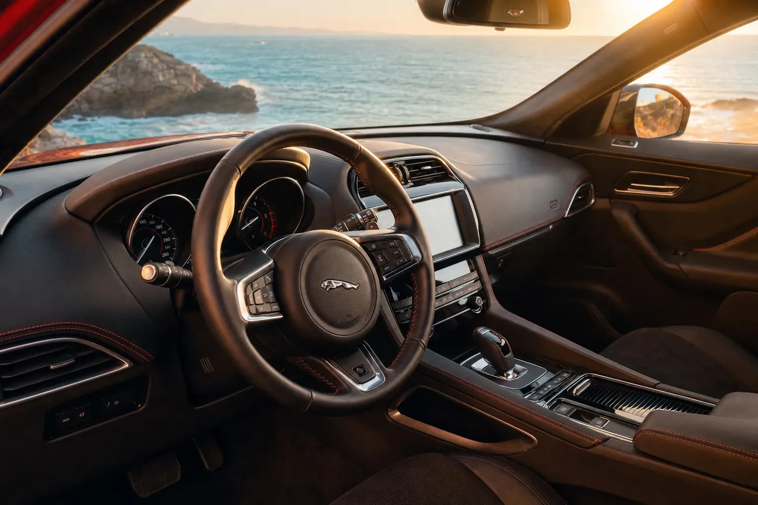 Jaguar F-Pace SVR interior – luxury rental in Sardinia