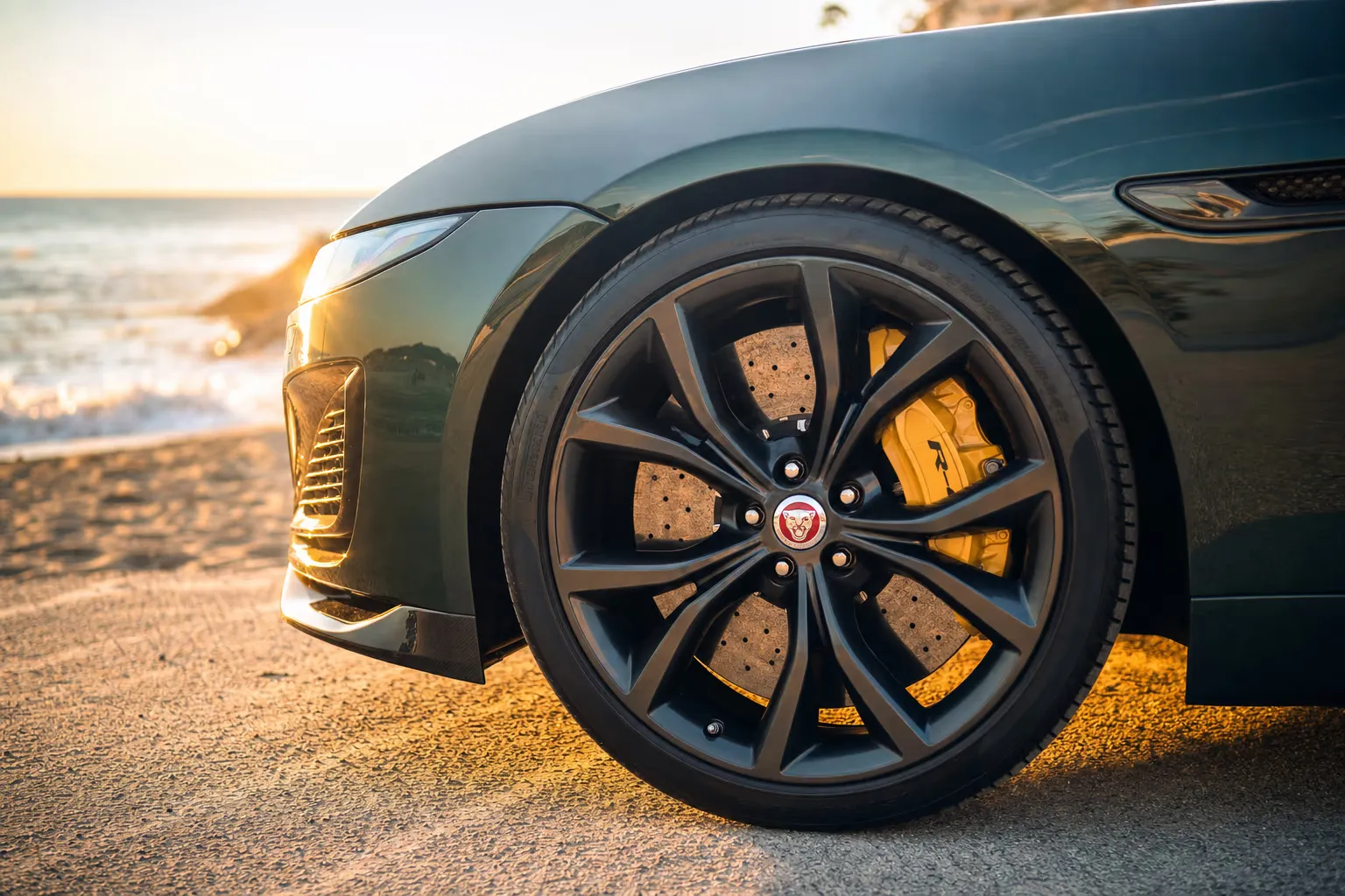 Wheel and brake caliper detail of the Jaguar F-Type R Convertible
