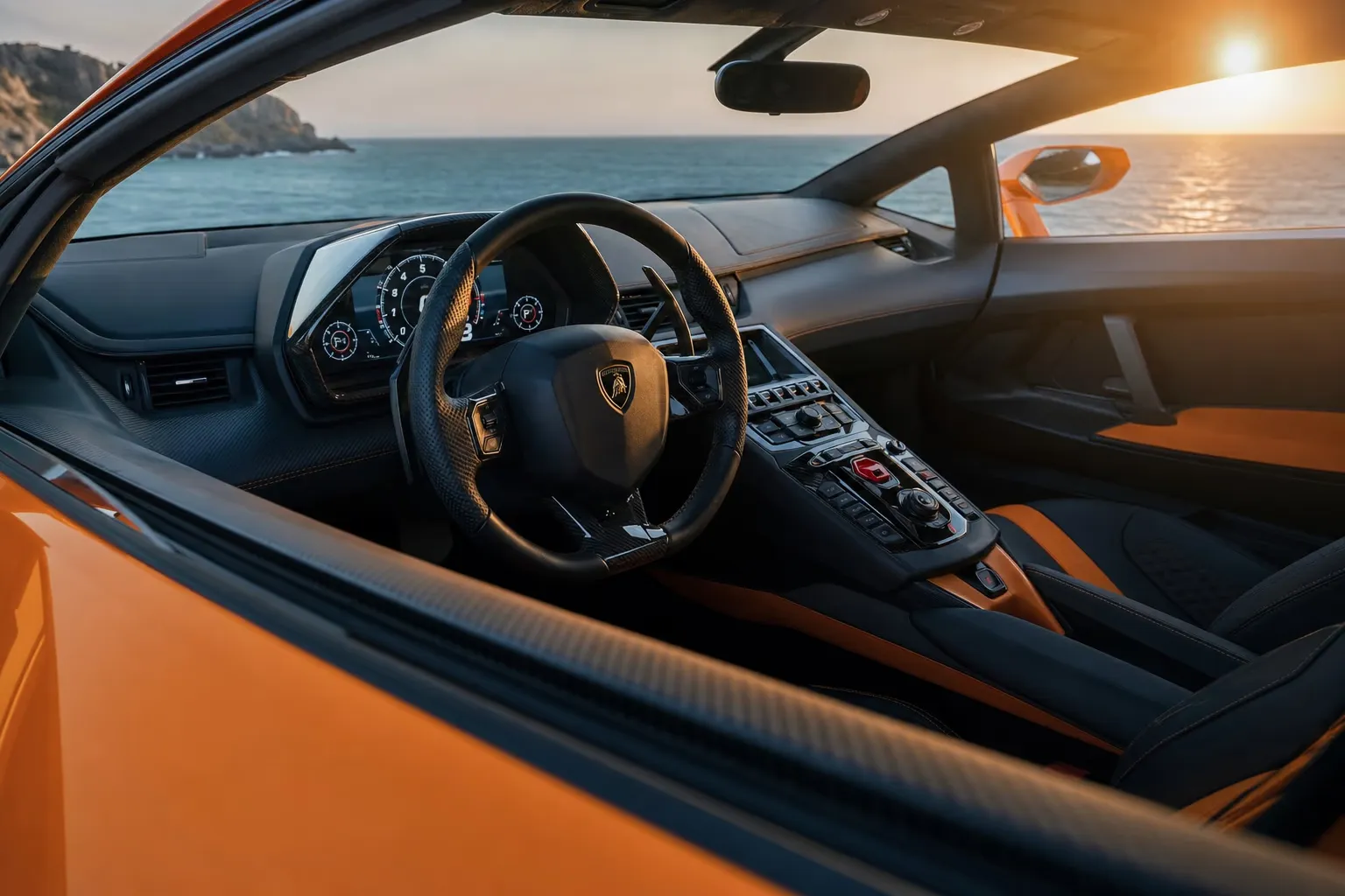 Interni di Lamborghini Aventador – noleggio in Sardegna