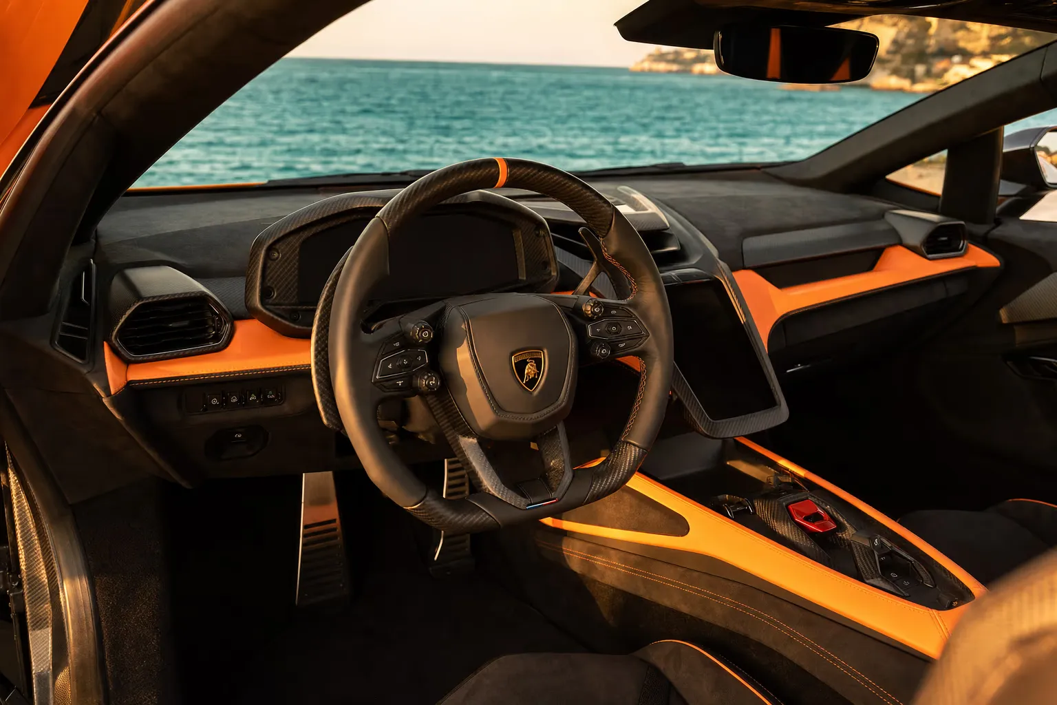 Interni di Lamborghini Revuelto – noleggio in Sardegna
