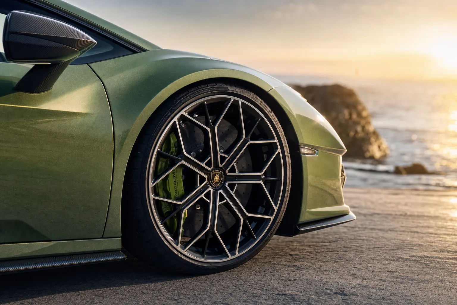 Wheel and brake caliper detail of the Lamborghini Temerario