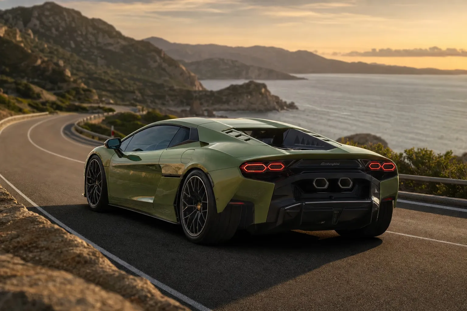 Lamborghini Temerario on a Sardinian coastal road