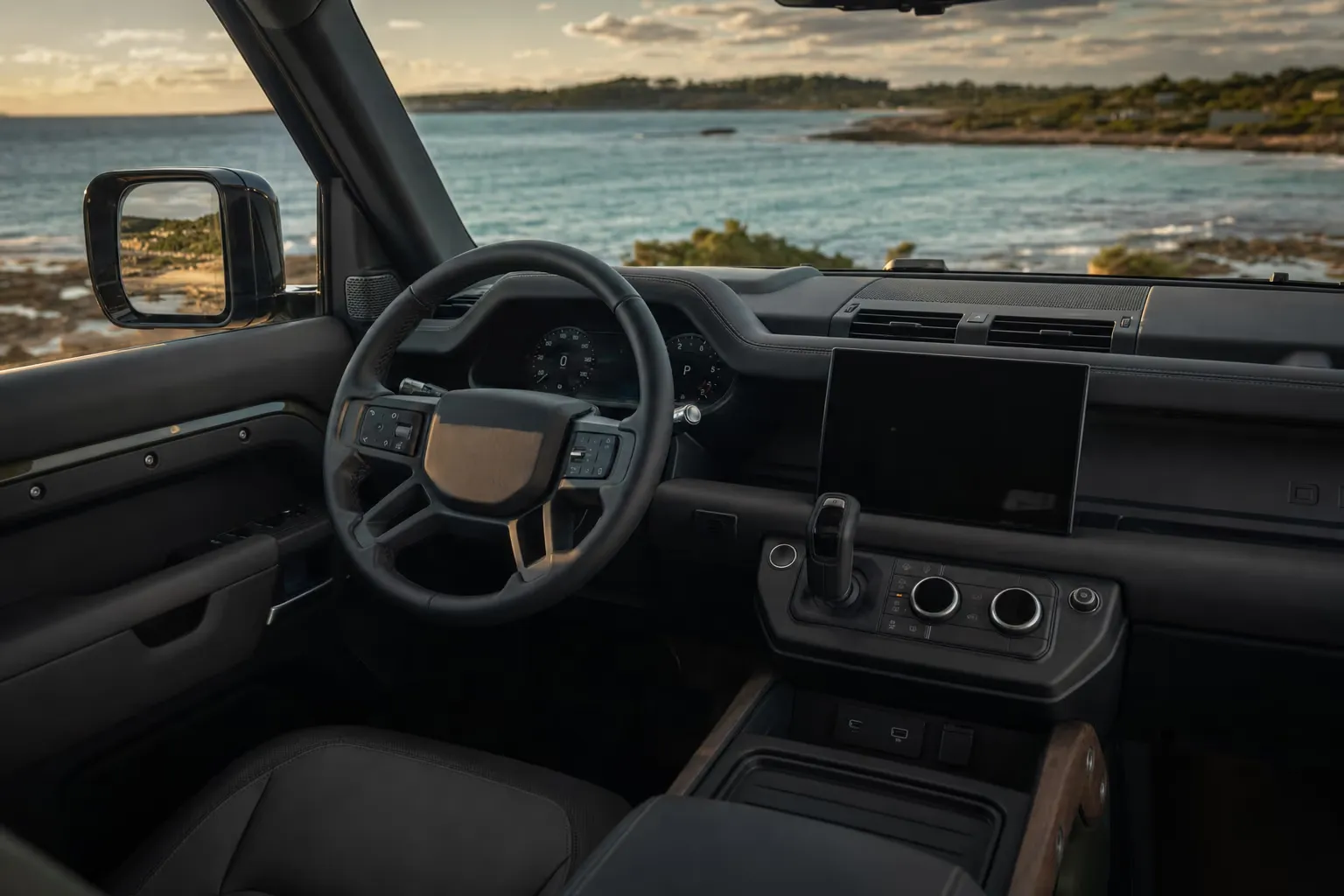 Land Rover Defender 110 interior – luxury rental in Sardinia