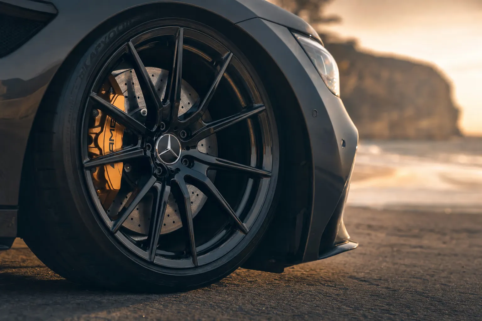 Wheel and brake caliper detail of the Mercedes-AMG AMG GT 4 Porte