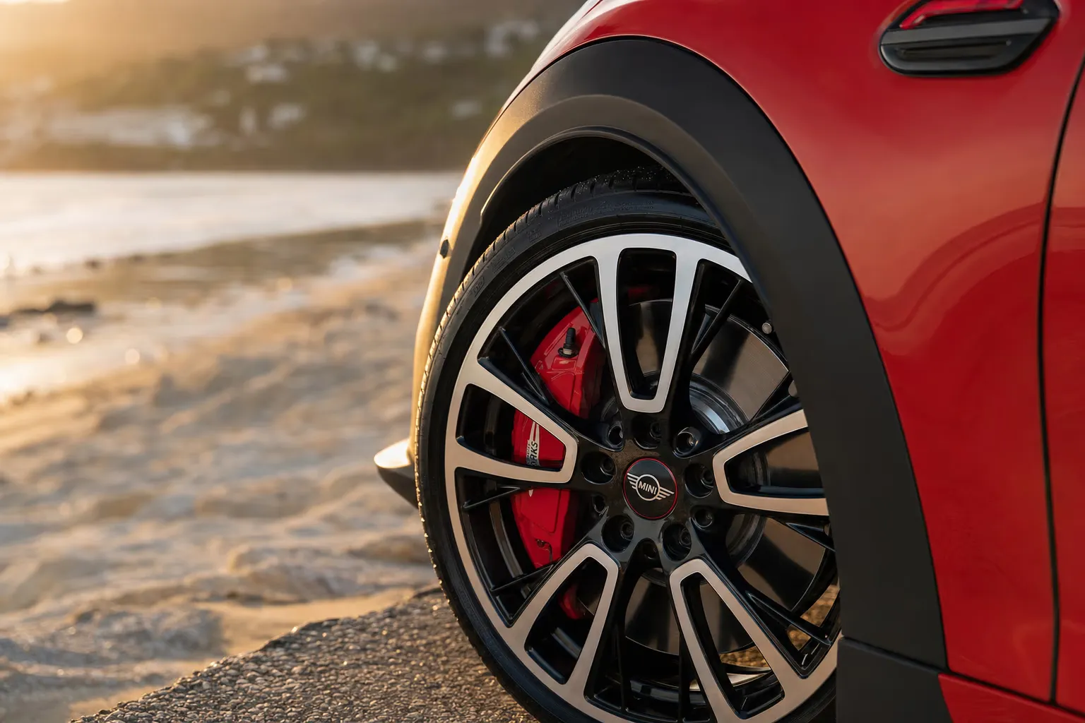 Wheel and brake caliper detail of the MINI John Cooper Works Cabrio