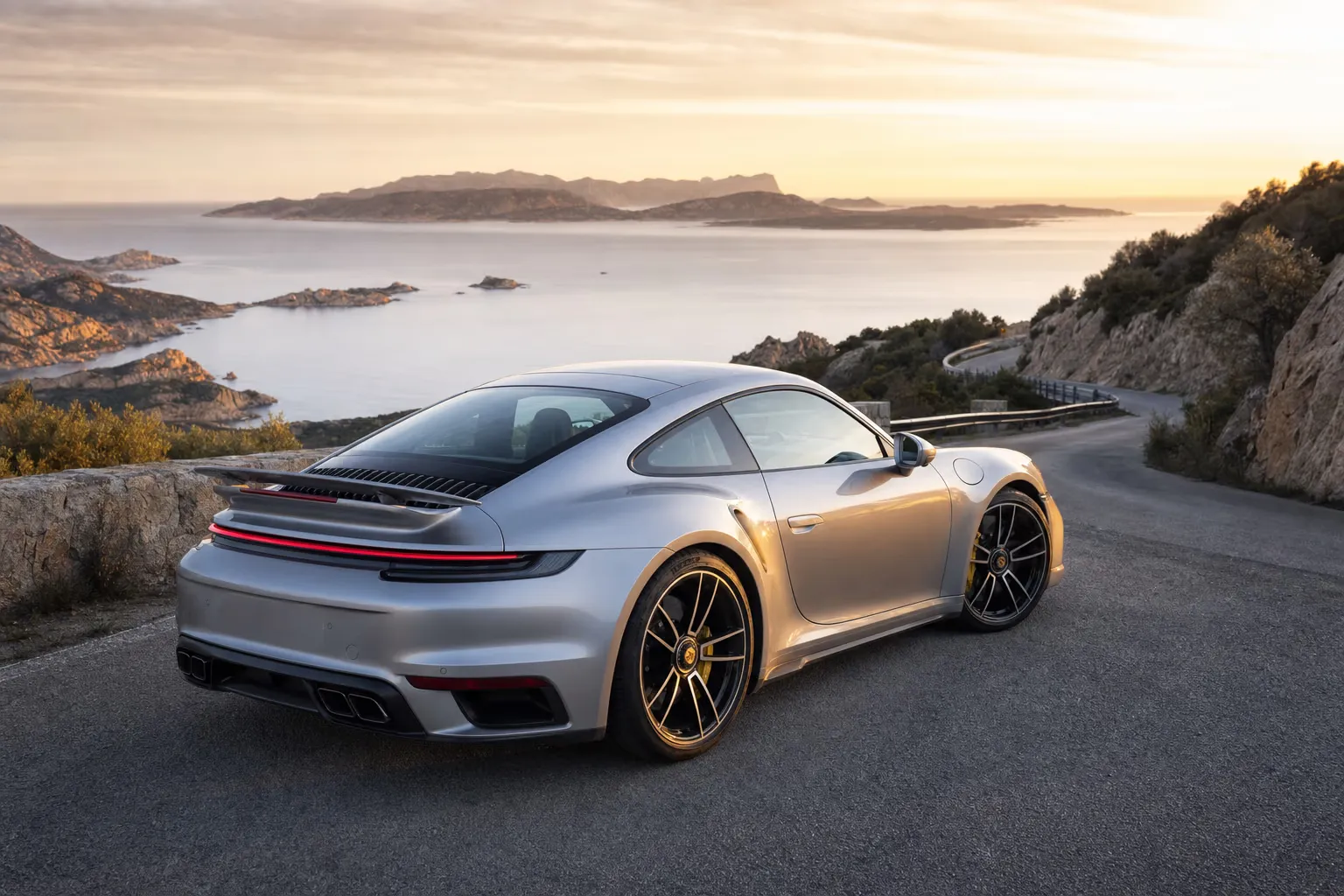 Porsche 911 Turbo on a Sardinian coastal road