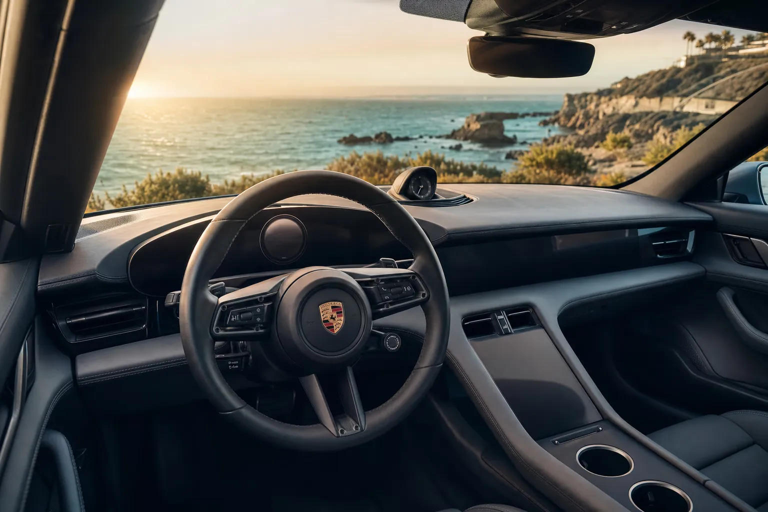 Interni di Porsche Taycan – noleggio in Sardegna