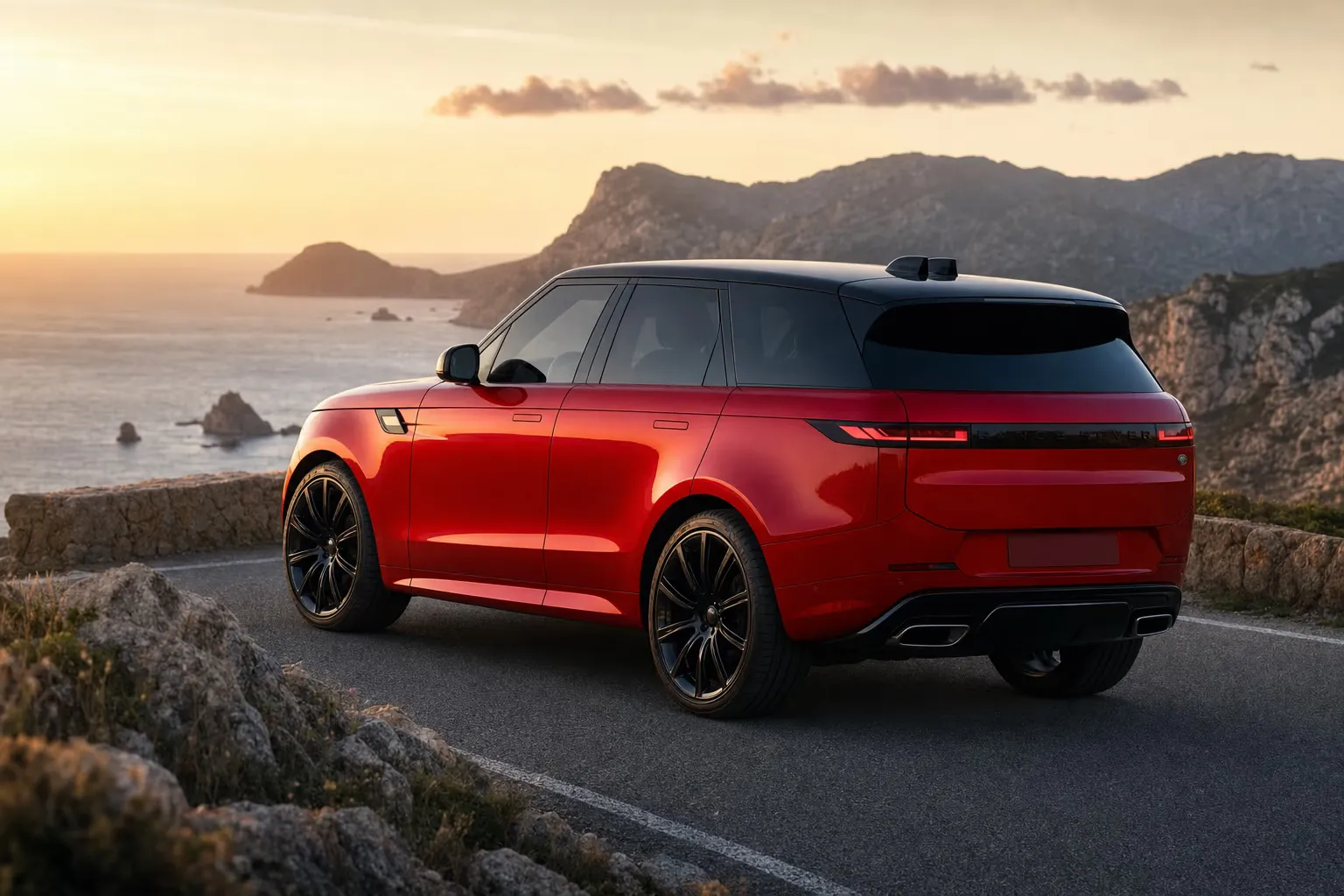 Range Rover Range Rover Sport on a Sardinian coastal road