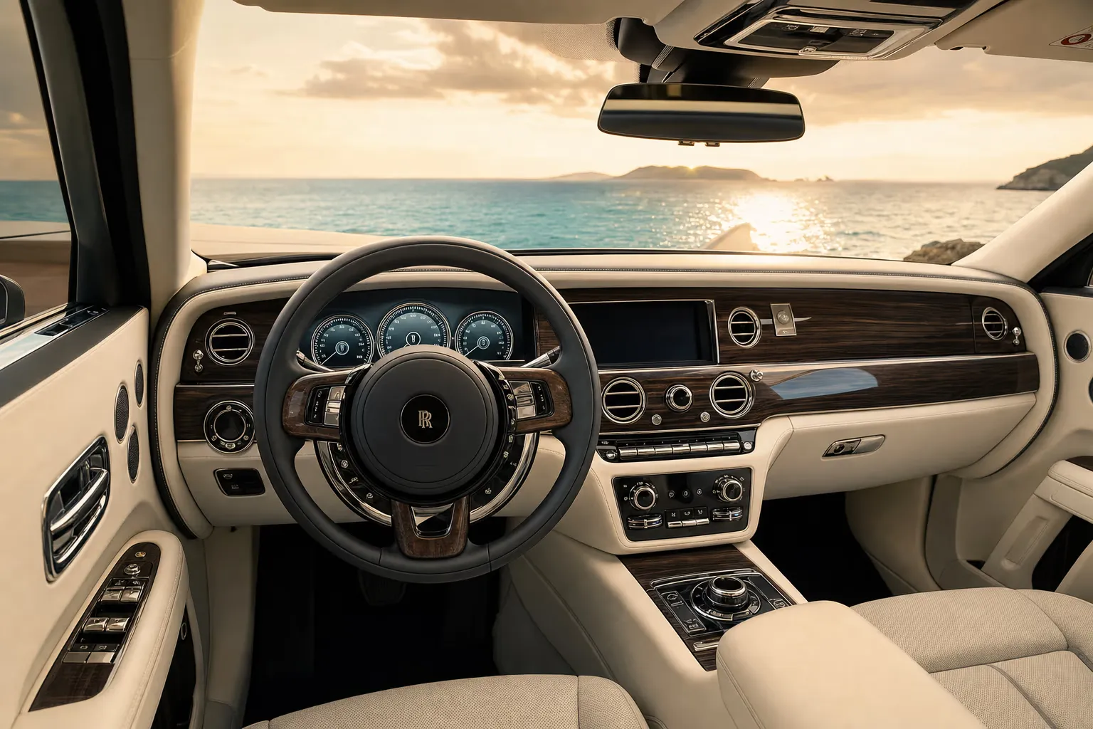 Rolls-Royce Ghost interior – luxury rental in Sardinia
