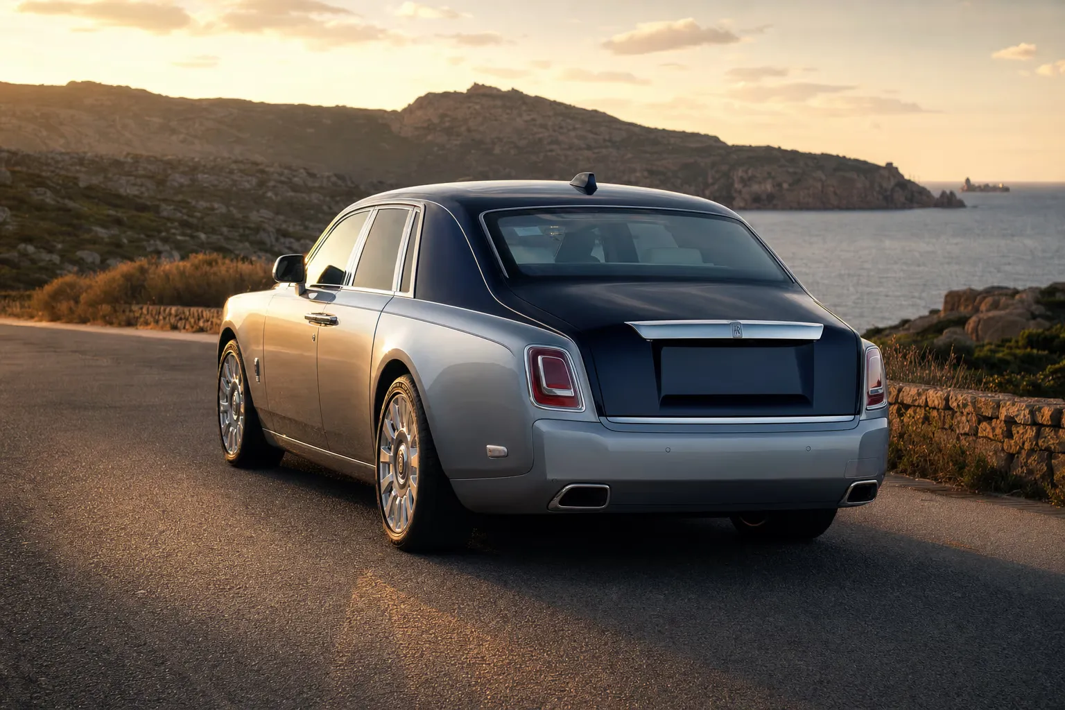 Rolls-Royce Phantom on a Sardinian coastal road
